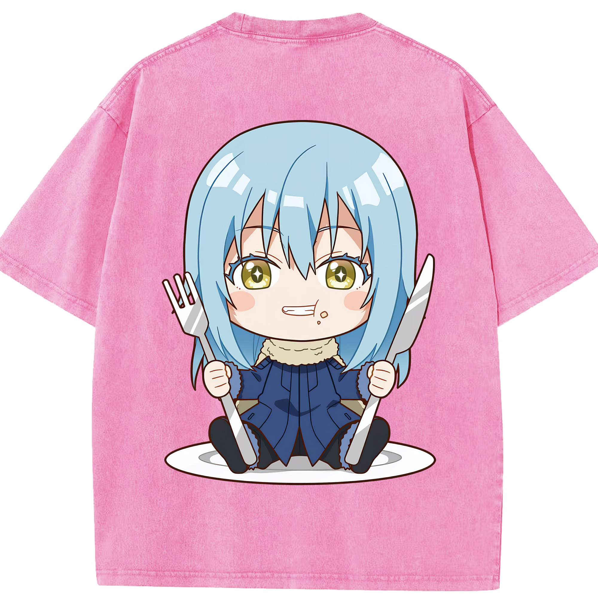 （画像用） 転スラ Regarding Reincarnated to Slime 綿100% ヴィンテージ風 半袖Tシャツ（背面プリント）
